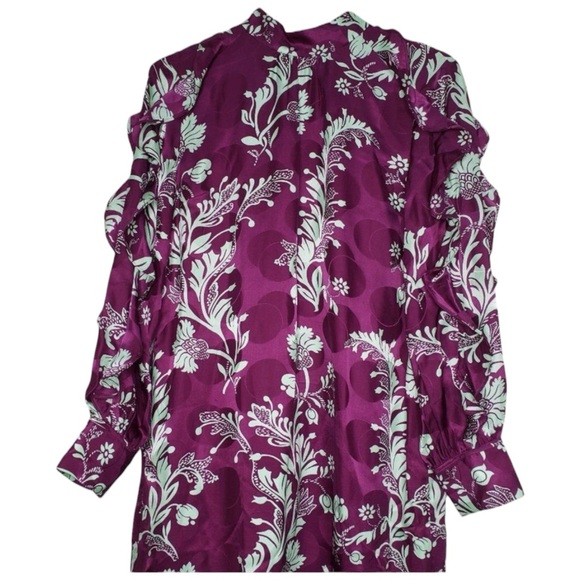 J. Crew Collection Silk Ruffle Sleeve High-Neck Dress Purple Floral Size 4 NWT - Picture 10 of 16